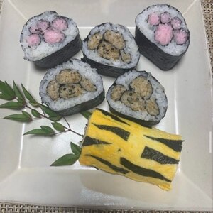 お弁当にも♪虎柄恵方巻きฅ^•ω•^ฅ